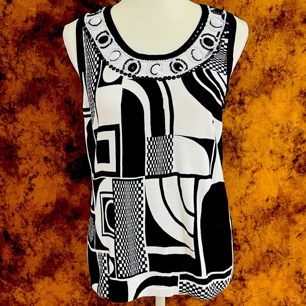 Berek knit tank top with jeweled neckline